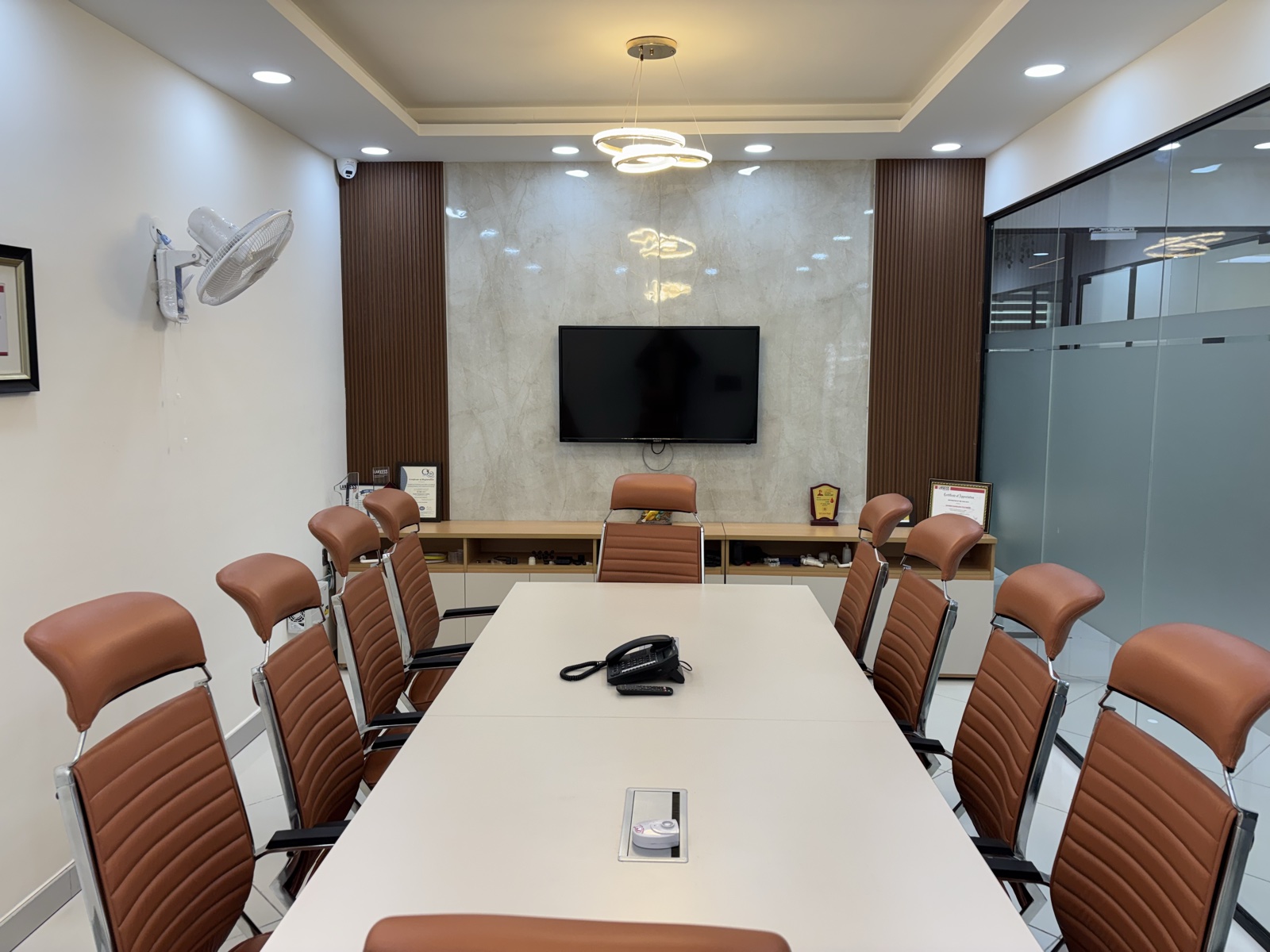 Conference room at Mahesh Manglesh Plastics — where supplier reviews and customer sourcing problems get solved